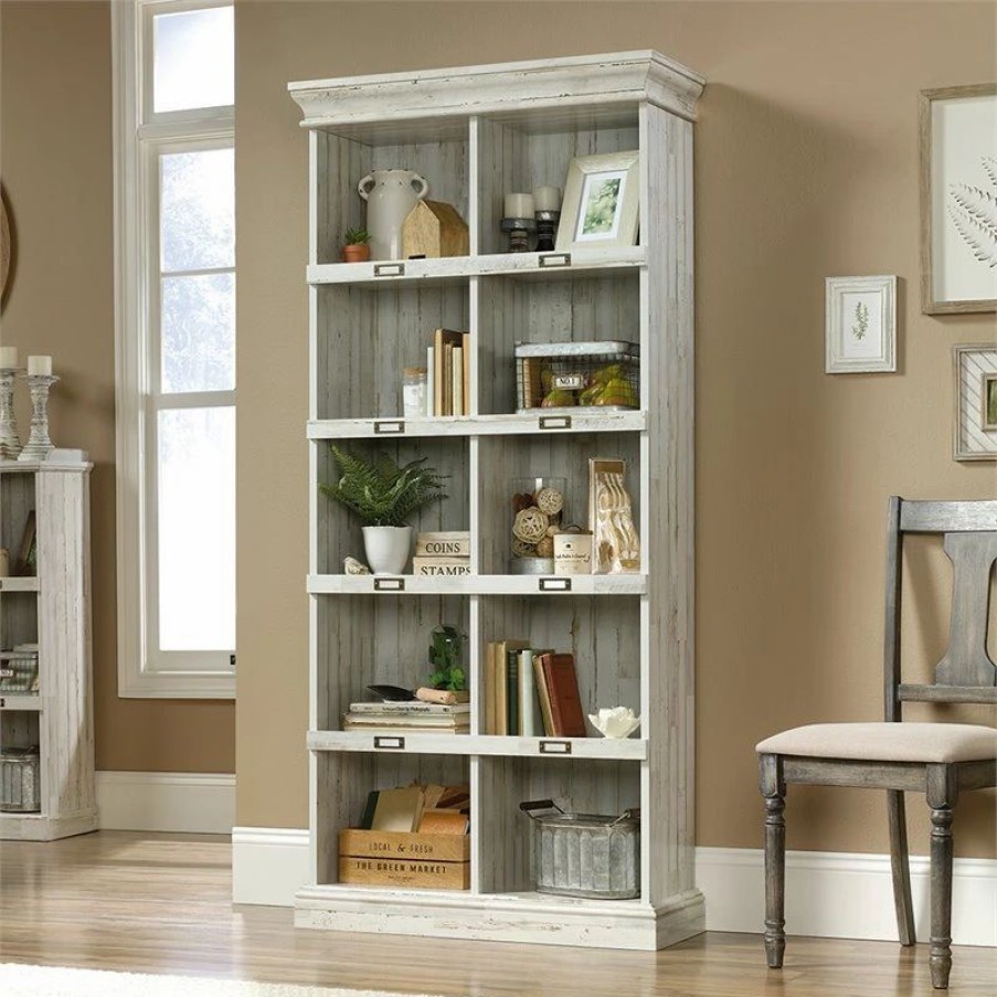 Bookcases * | Sauder Barrister Lane Engineered Wood Tall 10-Cubby Bookcase In White