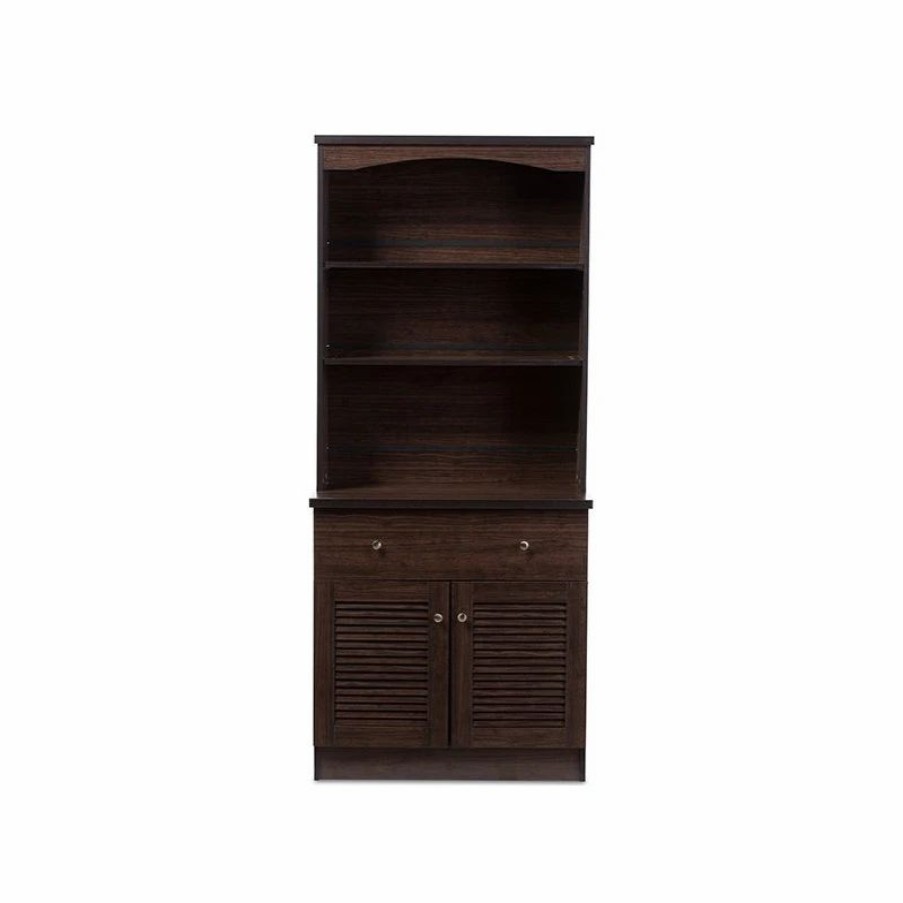 China Cabinets & Hutches * | Wholesale Interiors Agni Buffet And Hutch Kitchen Cabinet, Dark Brown