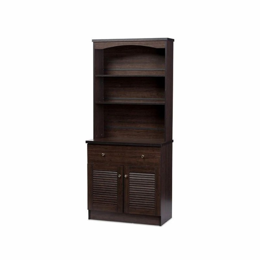 China Cabinets & Hutches * | Wholesale Interiors Agni Buffet And Hutch Kitchen Cabinet, Dark Brown