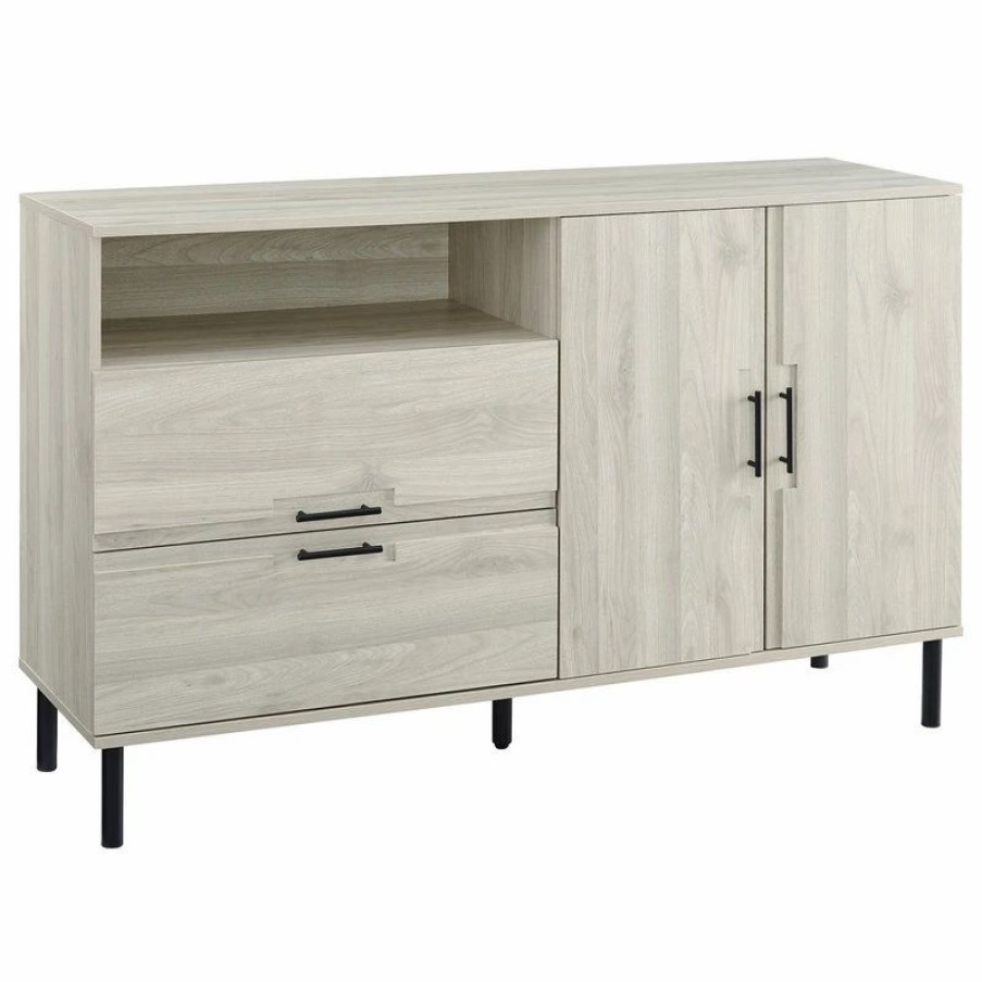 Buffets & Sideboards * | Walker Edison 56 Modern Detailed Door Frame Sideboard, Birch