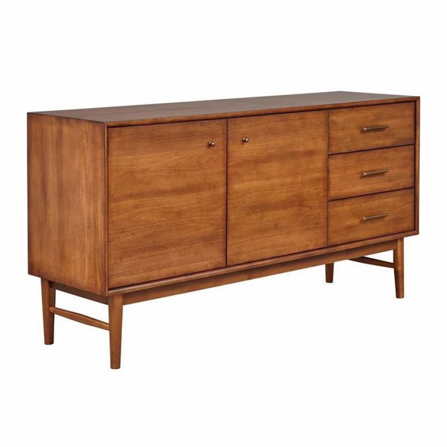 Buffets & Sideboards * | Unique Furniture Lavina 3-Drawer Wood Sideboard, Walnut