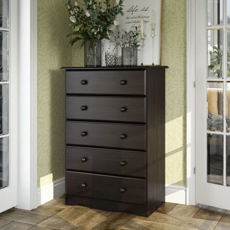 Dressers * | Palace Imports 100% Solid Wood 5-Drawer Chest, Java