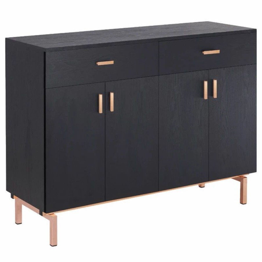 Buffets & Sideboards * | Furniture Of America E-Commerce By Enitial Lab Kaile Contemporary Dining Server, Black And Rose Gold