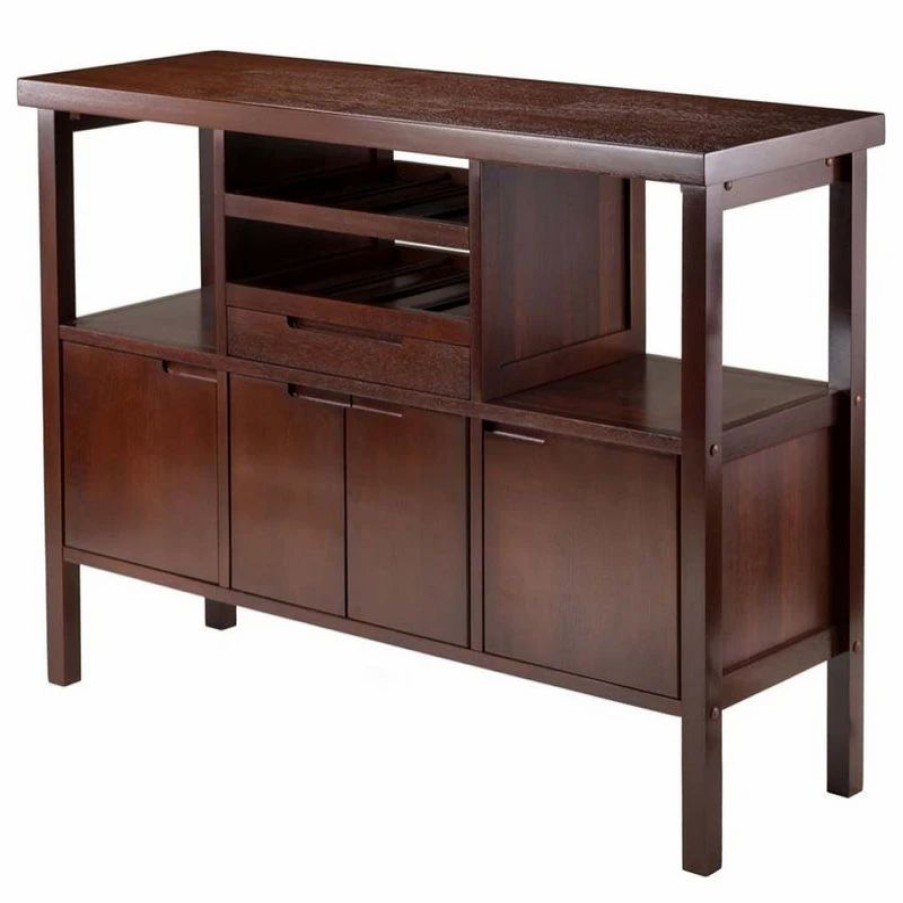 Buffets & Sideboards * | Winsome Diego Wine Rack Buffet Table In Walnut