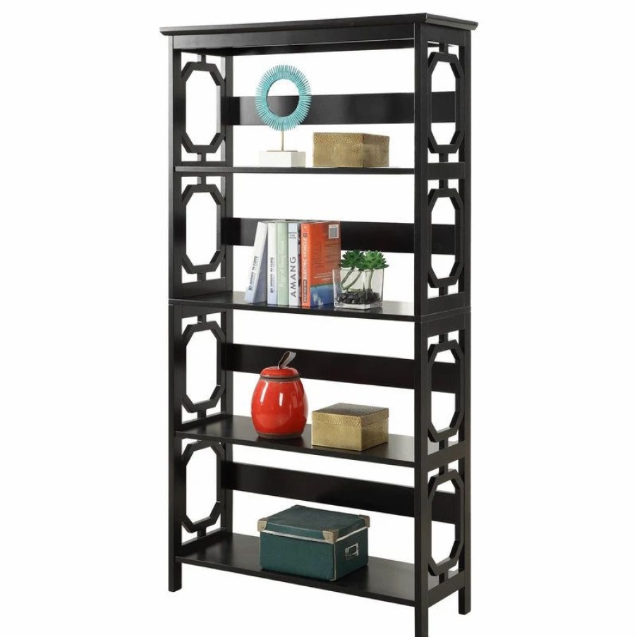 Bookcases * | Convenience Concepts Omega 5 Tier Bookcase With Black Finish S20-200