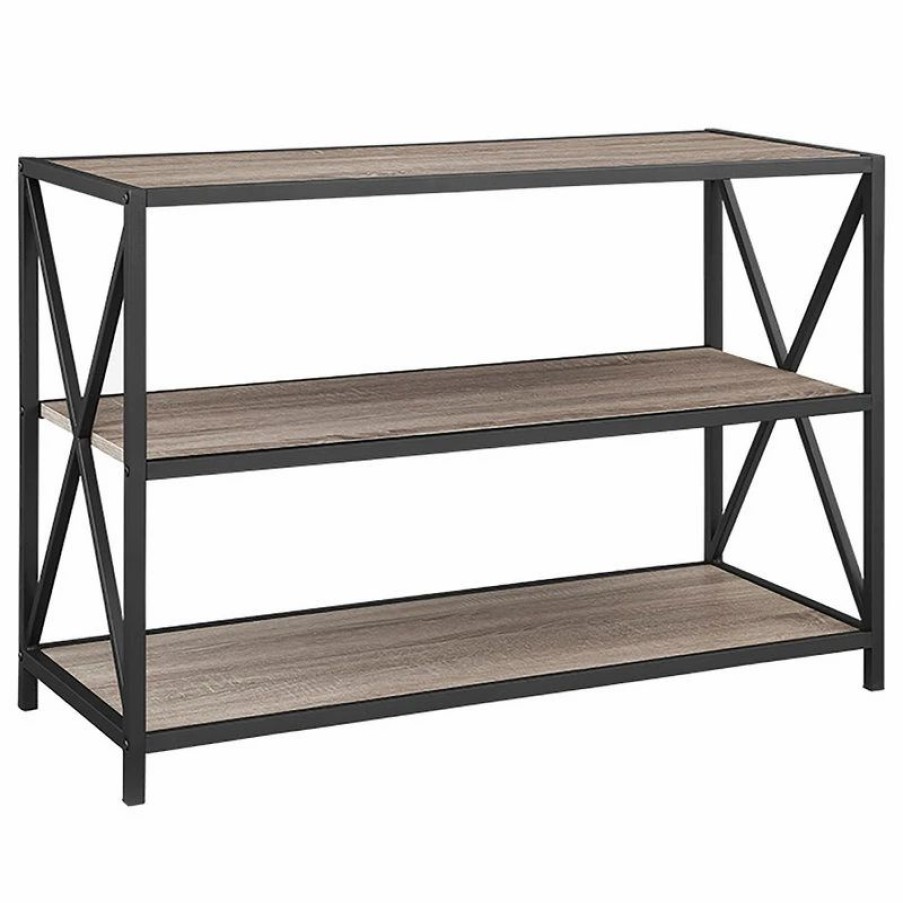 Bookcases * | Walker Edison X Frame 40 Industrial Wood Bookshelf Driftwood