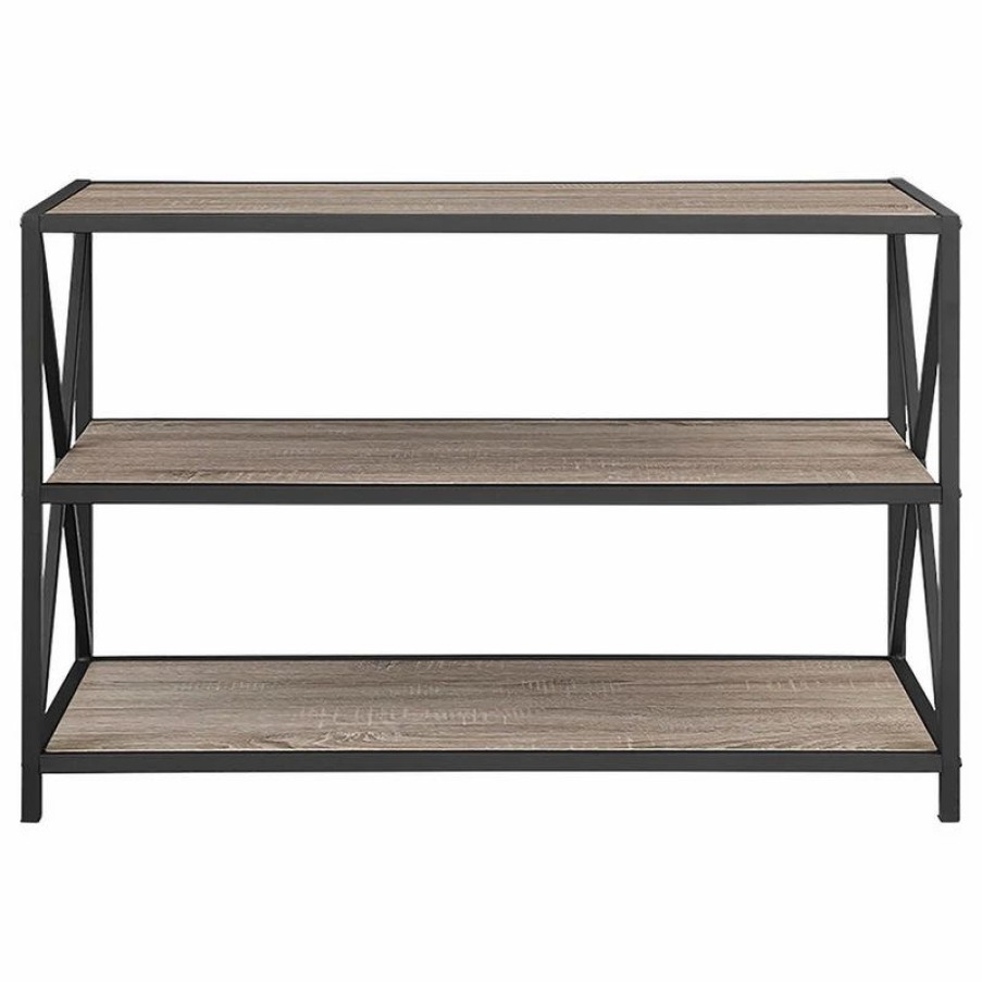 Bookcases * | Walker Edison X Frame 40 Industrial Wood Bookshelf Driftwood