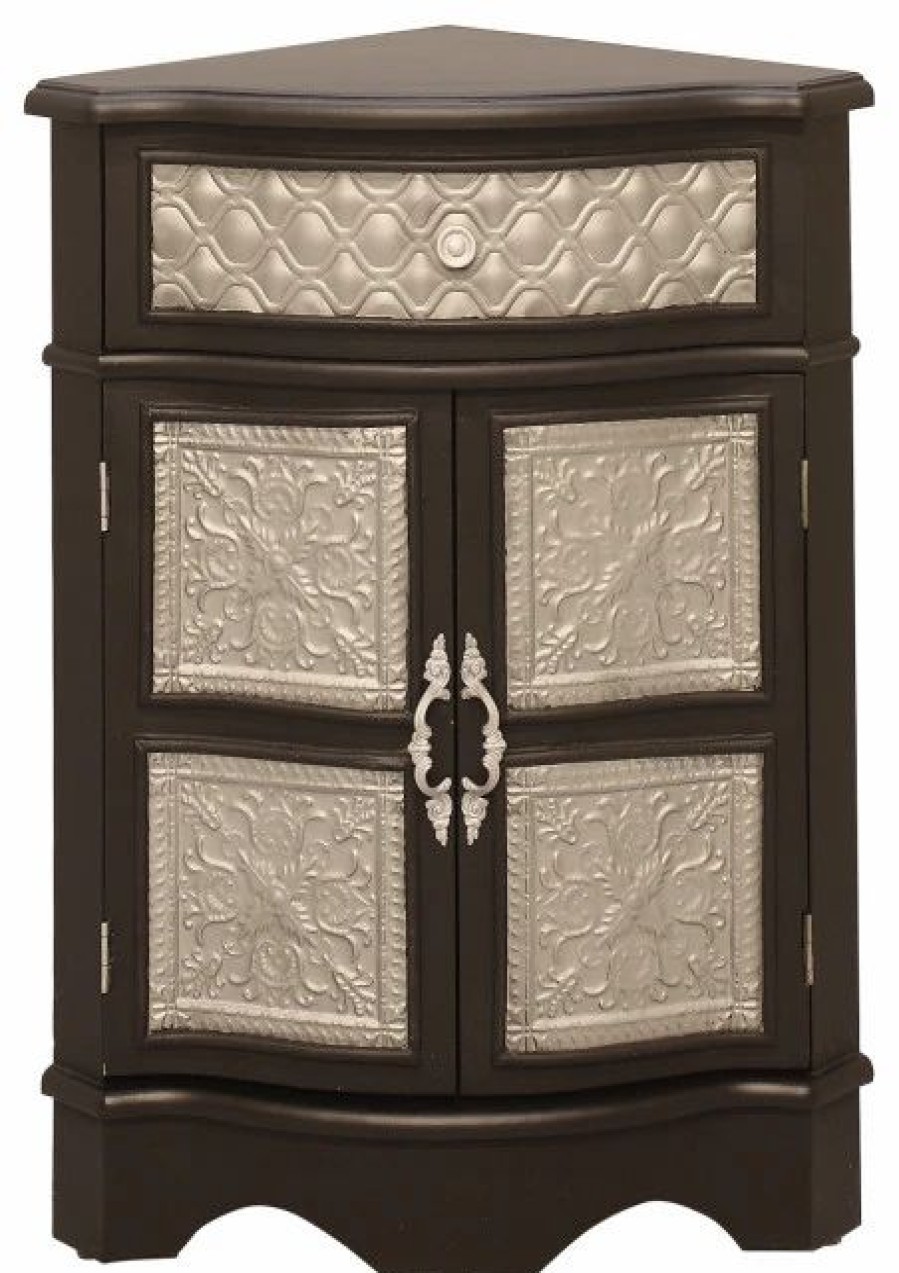 Accent Chests & Cabinets * | Welcome Home Accents Black Corner Cabinet