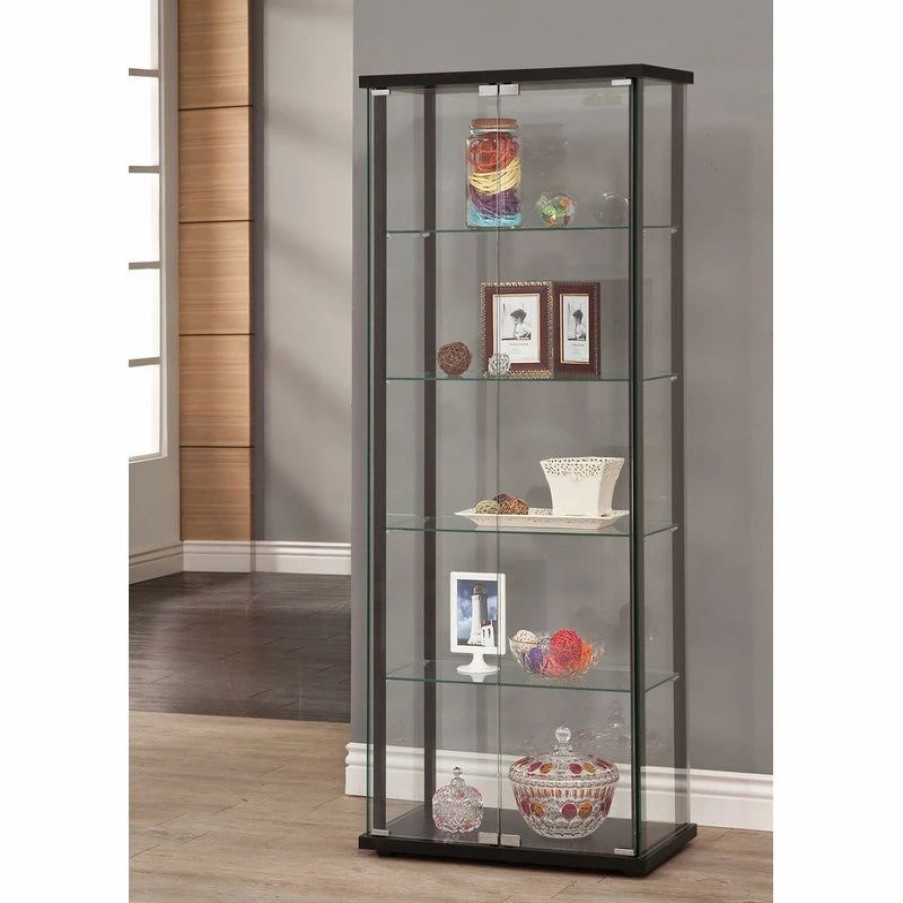 China Cabinets & Hutches * | Coaster Home Furnishings Coaster Curio Cabinet, Black Finish 950170