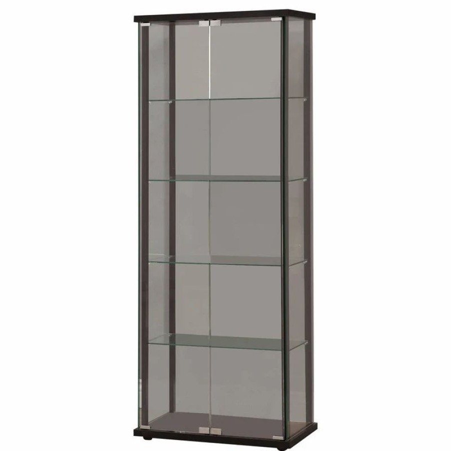 China Cabinets & Hutches * | Coaster Home Furnishings Coaster Curio Cabinet, Black Finish 950170