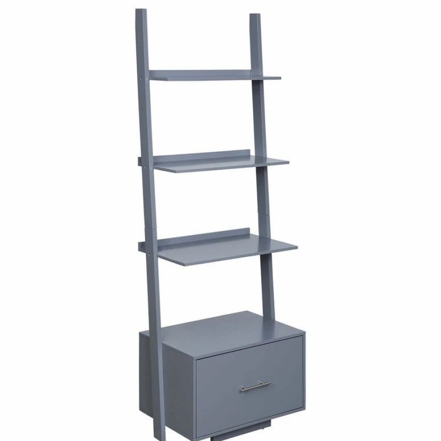 Bookcases * | Convenience Concepts American Heritage Ladder Bookshelf With File Drawer