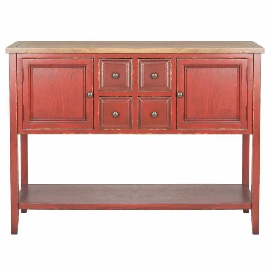 Buffets & Sideboards * | Safavieh Charlotte Storage Sideboard, Egyptian Red/Oak