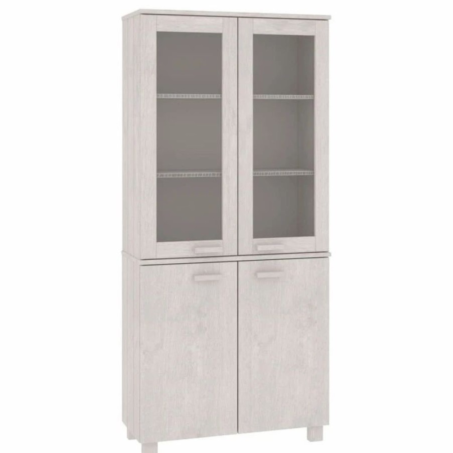 China Cabinets & Hutches * | Vida Xl International B.V. Vidaxl Solid Wood Pine Highboard White Wooden Console Side Cabinet Furniture