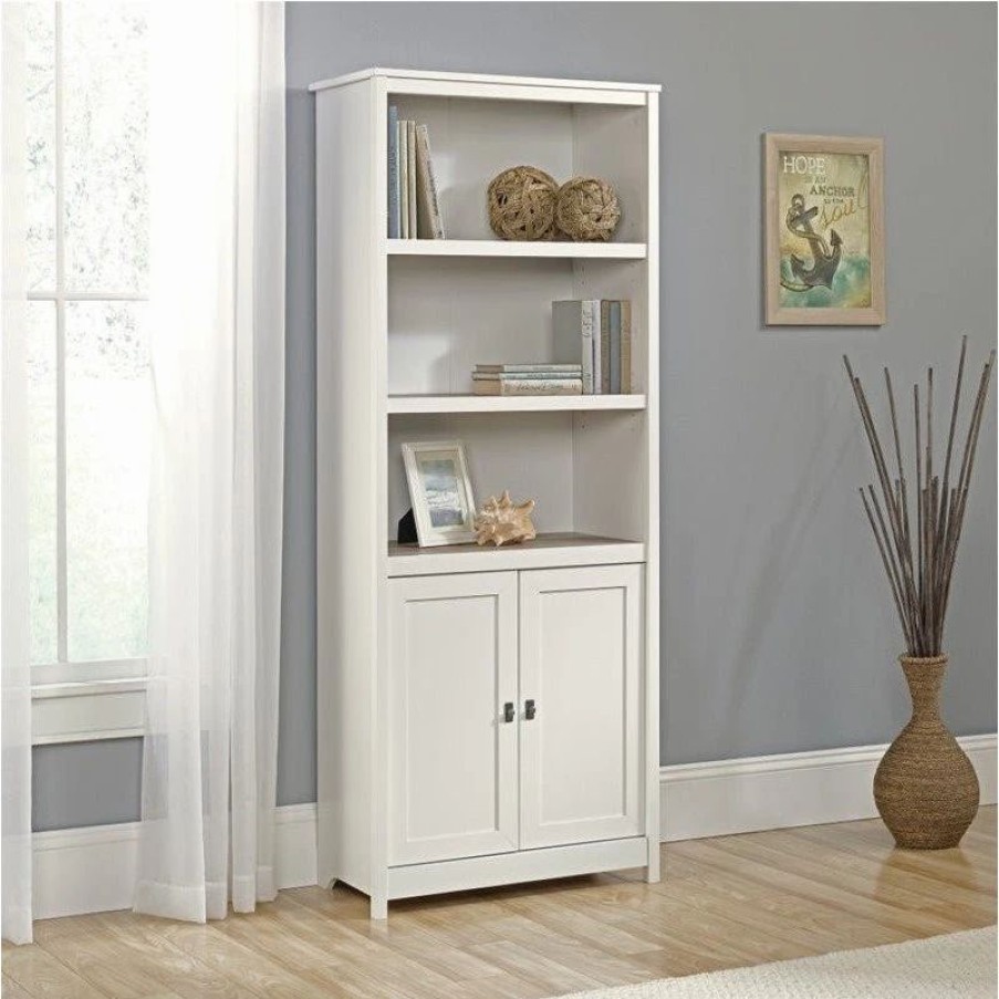 Bookcases * | Sauder Cottage Road Modern Engineered Wood 3-Shelf Bookcase In Soft White