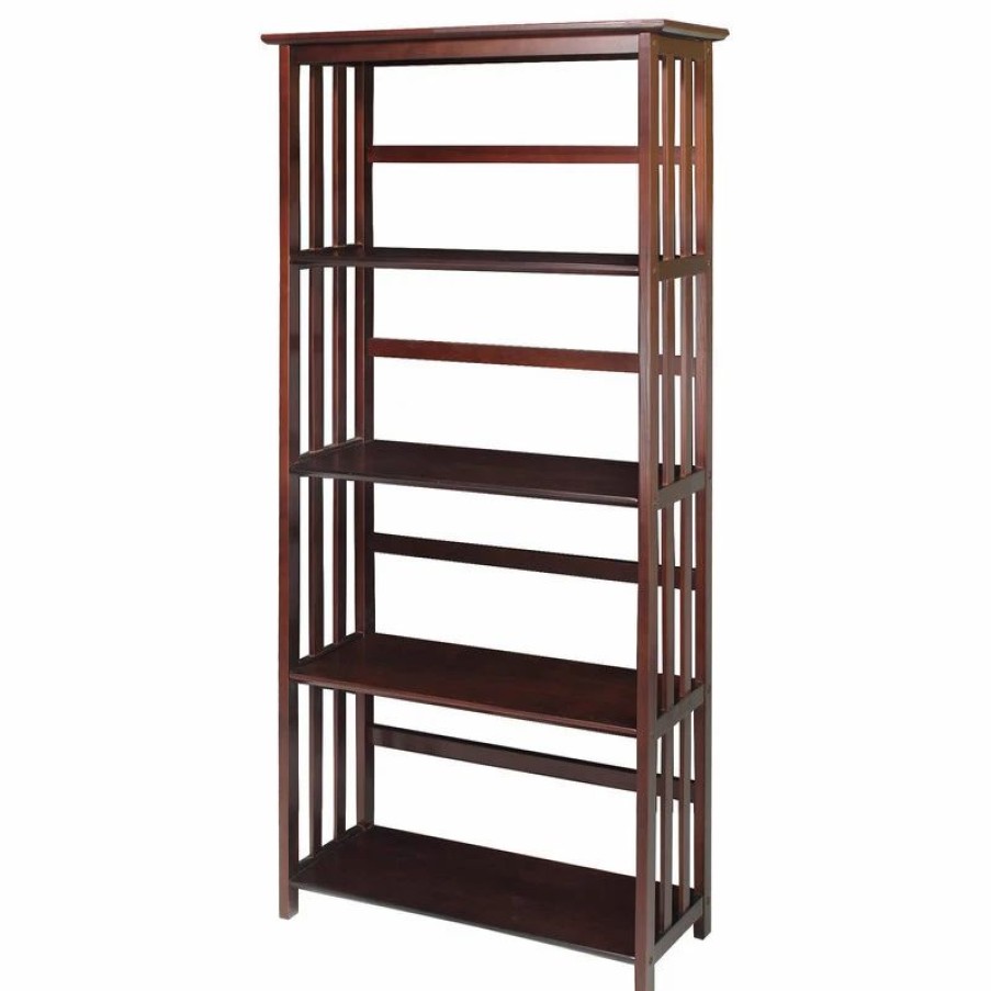 Bookcases * | Casual Home Mission 5 Shelf Bookcase, Walnut