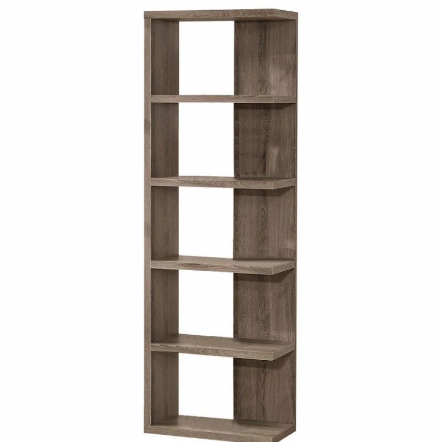 Bookcases * | Coaster Home Furnishings Coaster Weathered Gray Semi-Backless Bookcase