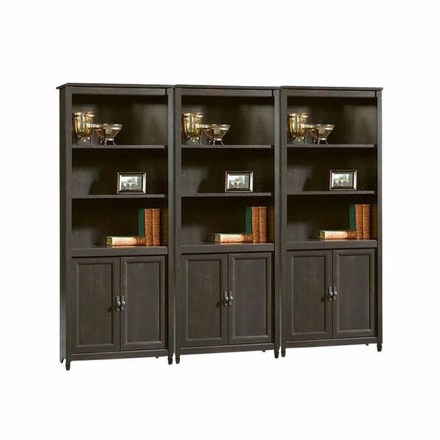 Bookcases * | Sauder Edge Water Library Wall Bookcase In Estate Black