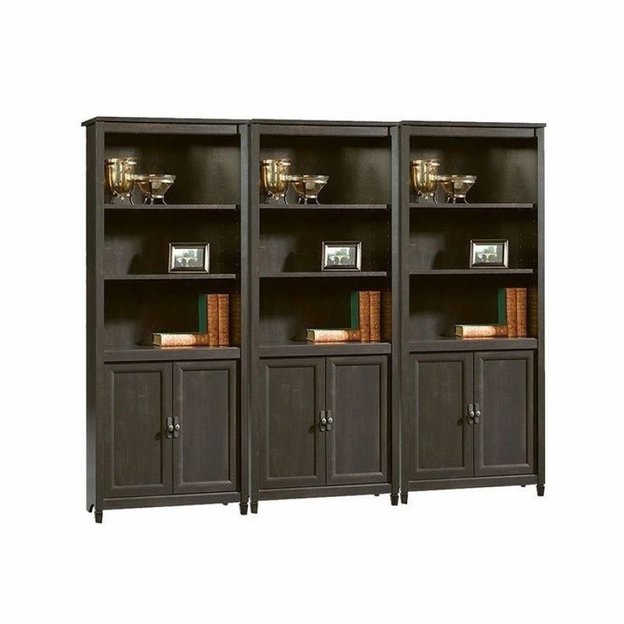 Bookcases * | Sauder Edge Water Library Wall Bookcase In Estate Black