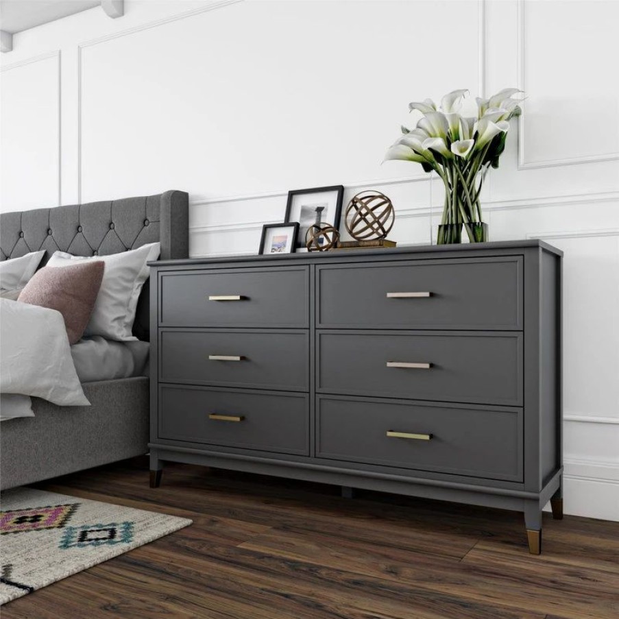 Dressers * | Brimfield & May Westerleigh 6-Drawer Dresser, Graphite Grey