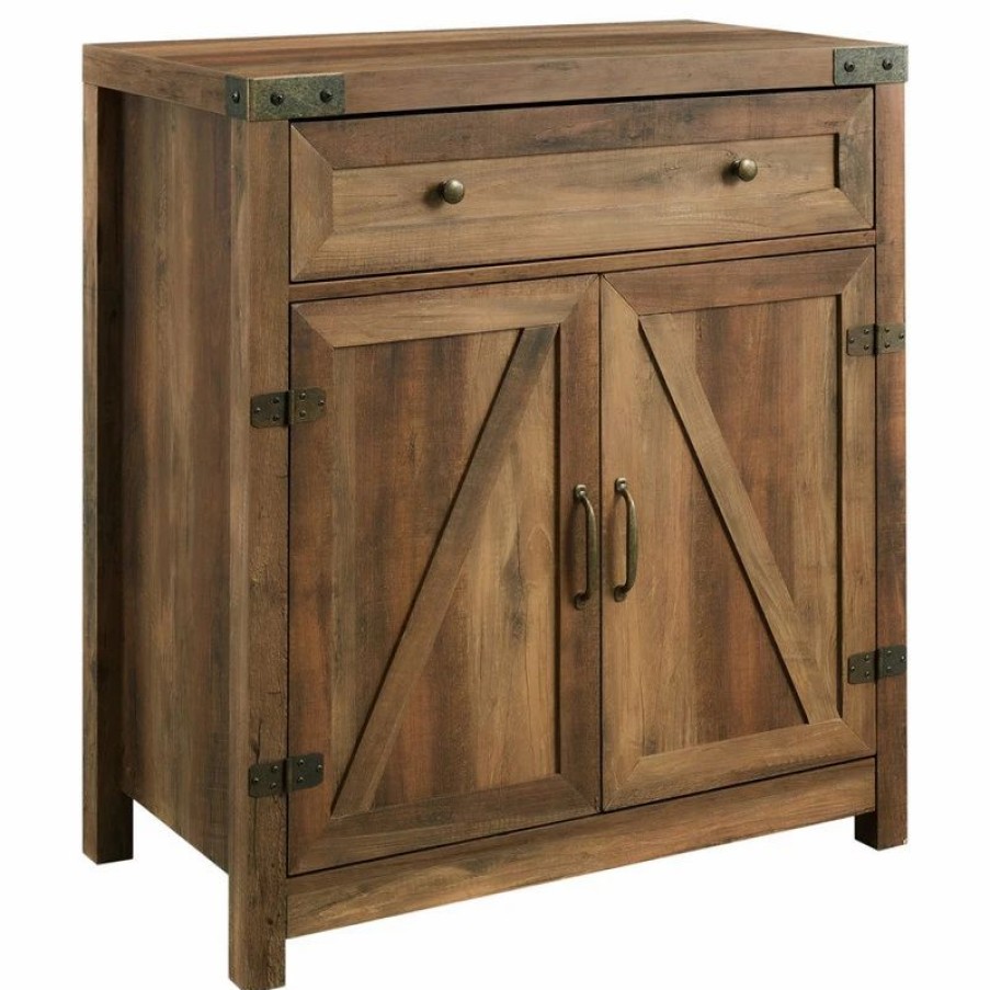 Accent Chests & Cabinets * | Walker Edison 30 Farmhouse Barn Door Accent Cabinet, Reclaimed Barnwood