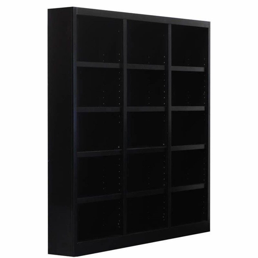 Bookcases * | Concepts In Wood Traditional 72 Tall 15-Shelf Triple Wide Wood Bookcase In Espresso