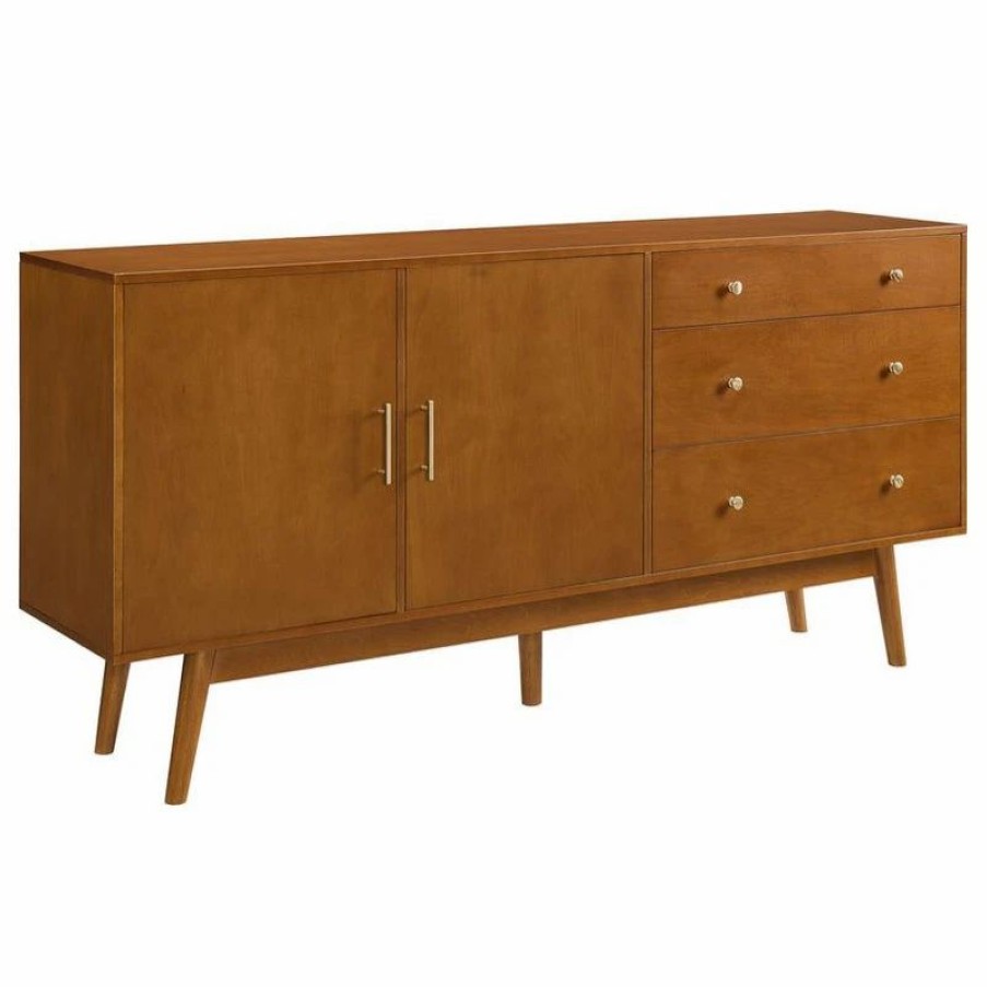 Buffets & Sideboards * | Walker Edison 70 Mid-Century Modern 3-Drawer, 2-Door Sideboard Acorn