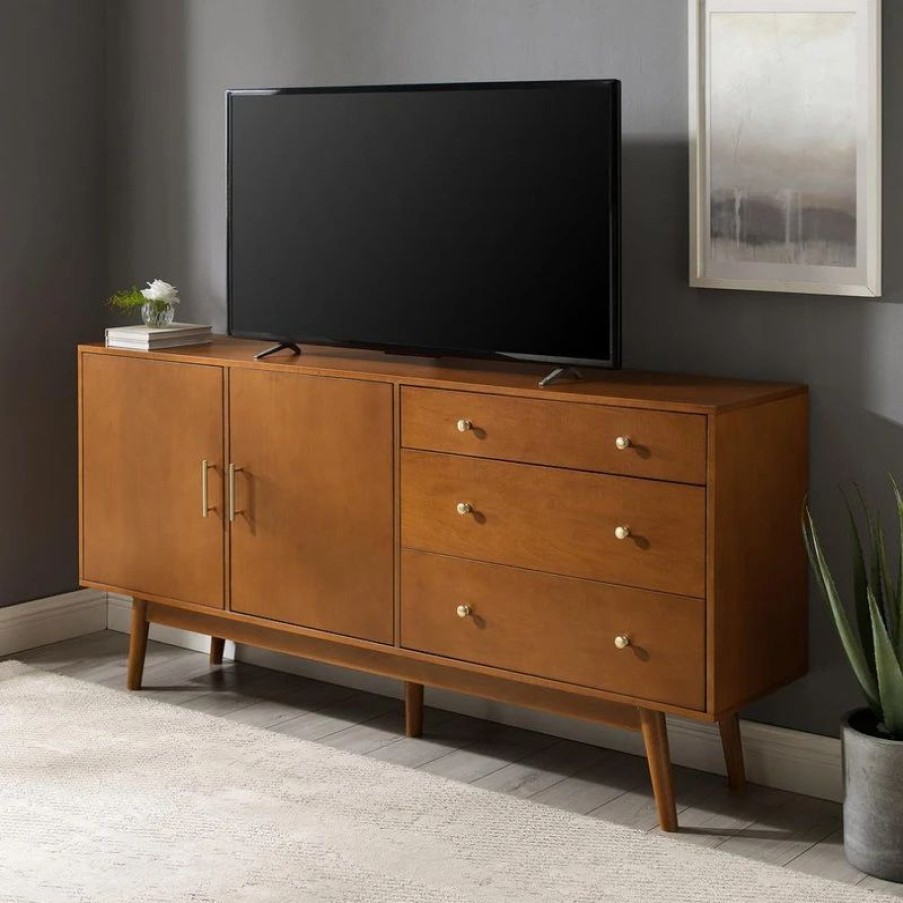 Buffets & Sideboards * | Walker Edison 70 Mid-Century Modern 3-Drawer, 2-Door Sideboard Acorn