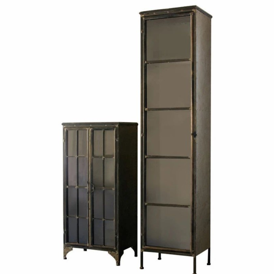 Accent Chests & Cabinets * | Kalalou, Inc. Iron And Glass Two Door Apothecary Cabinet