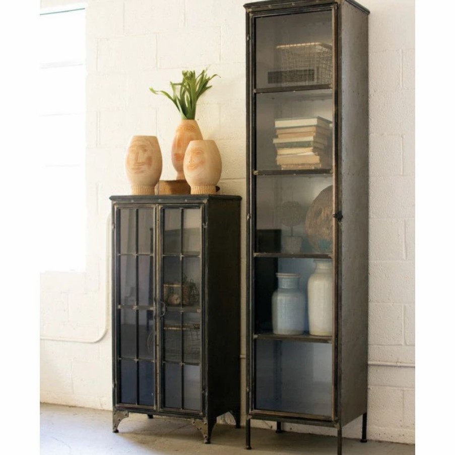 Accent Chests & Cabinets * | Kalalou, Inc. Iron And Glass Two Door Apothecary Cabinet