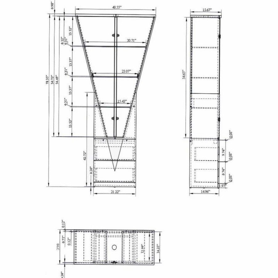 China Cabinets & Hutches * | Chintaly Imports 6625-Cur Triangular Curio Cabinet With Mirrored Interior