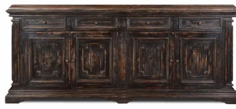 Buffets & Sideboards * | Crafters And Weavers Victoria 4 Drawer, 4 Door Sideboard Rustic Black 91