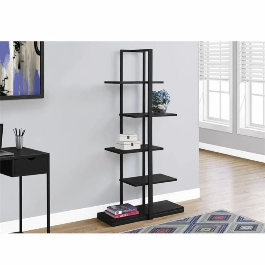 Bookcases * | Monarch Bookshelf Bookcase Etagere 5 Tier 60 H Office Bedroom Metal Black