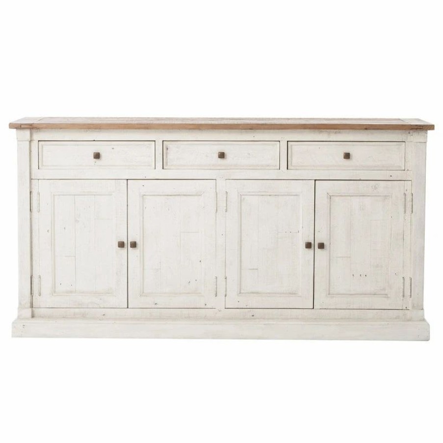 Buffets & Sideboards * | Null Coastal Beach Reclaimed Wood White Sideboard Buffet