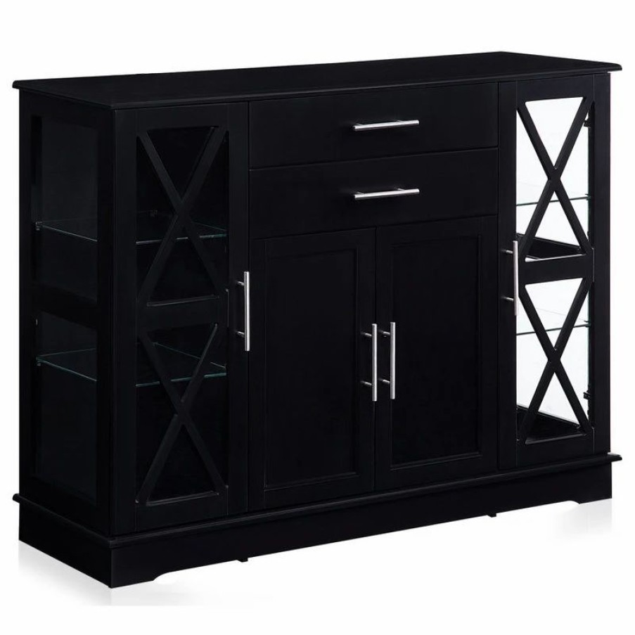 Buffets & Sideboards * | Belleze Ryland 47 Wood Storage Sideboard Buffet Cabinet Console Table, Black