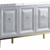 Buffets & Sideboards * | Best Master Furniture Sujay 65 Modern Wood Sideboard With Gold Accents In White