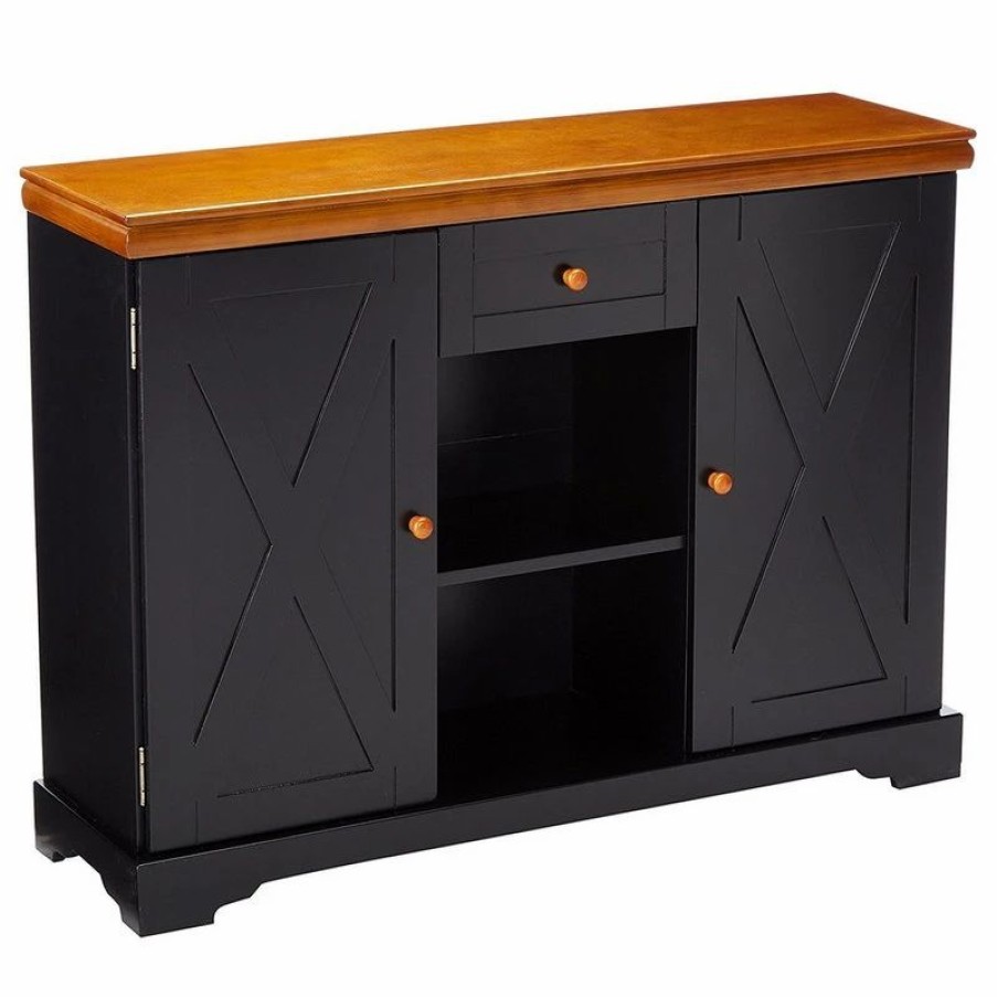 Buffets & Sideboards * | Pilaster Designs Hilo Sideboard Buffet Server Cabinet With Storage, Black