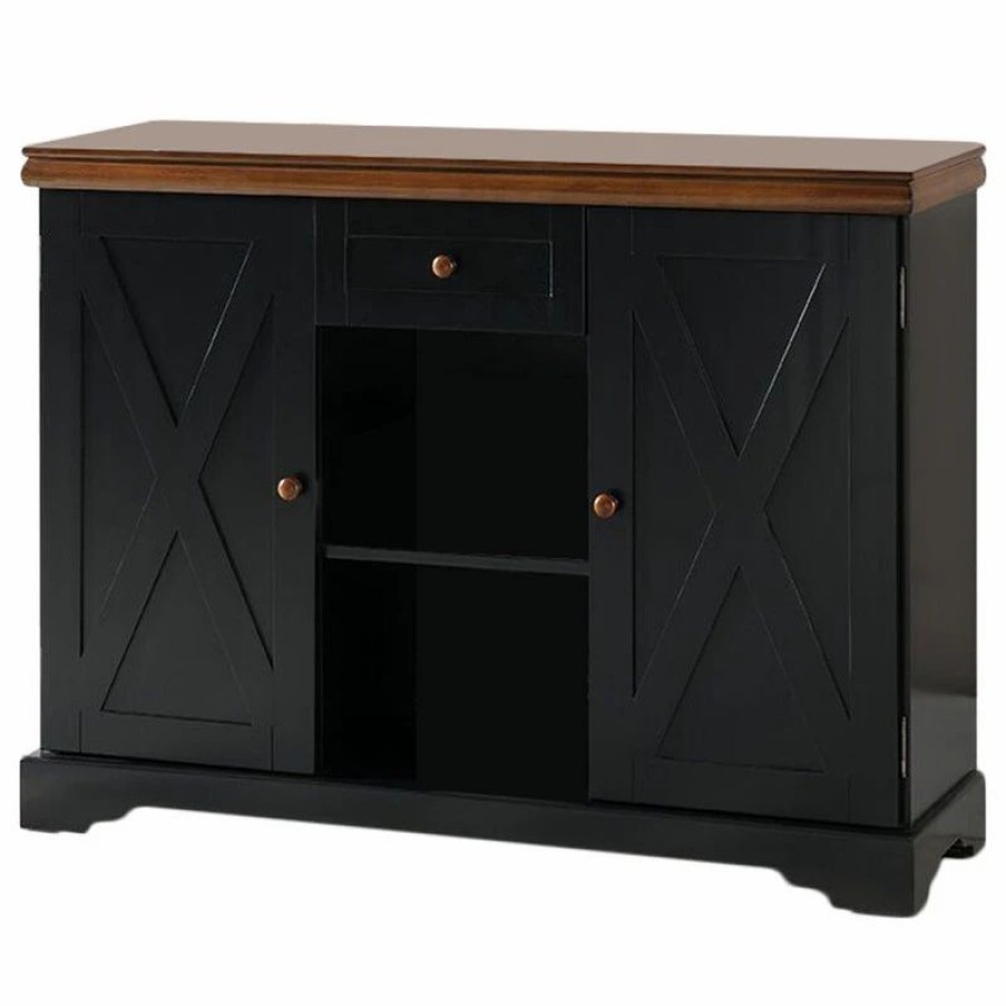 Buffets & Sideboards * | Pilaster Designs Hilo Sideboard Buffet Server Cabinet With Storage, Black