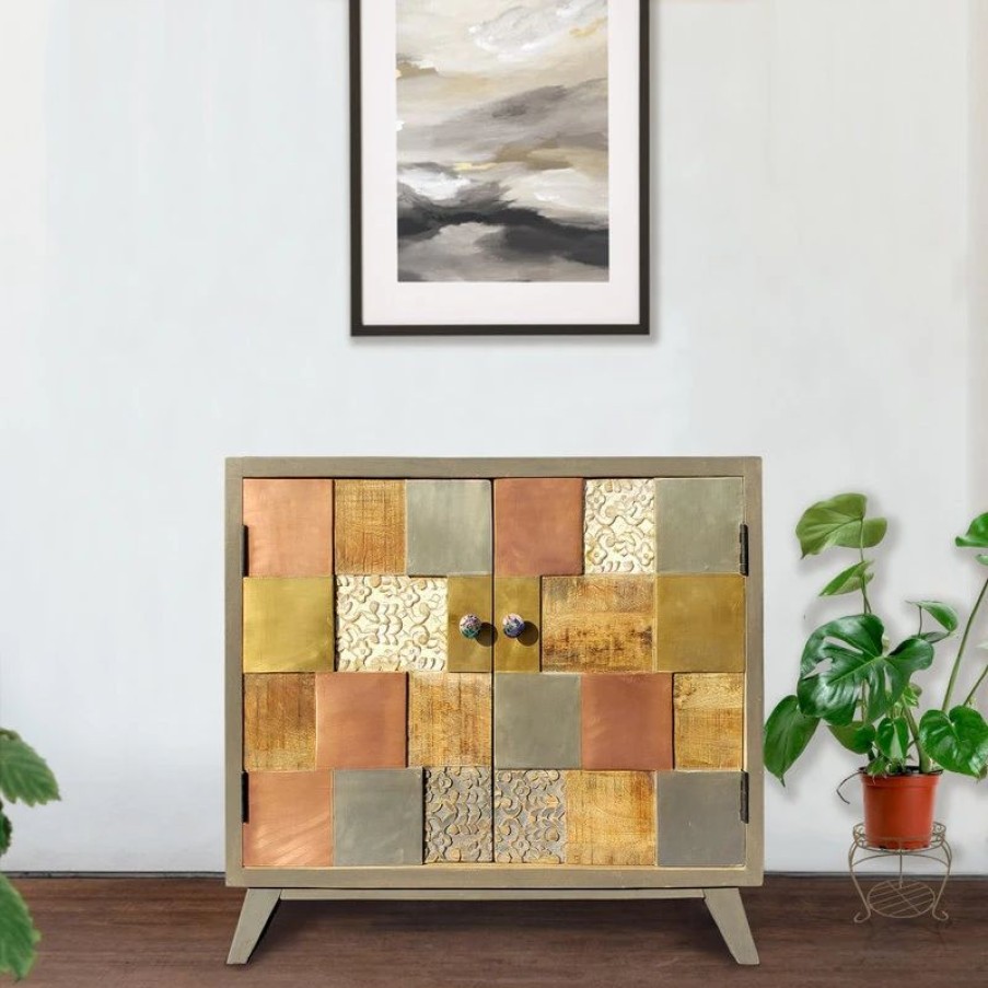 Accent Chests & Cabinets * | Chic Teak Inc. Picasso Mango Wood Cabinet With 2 Doors