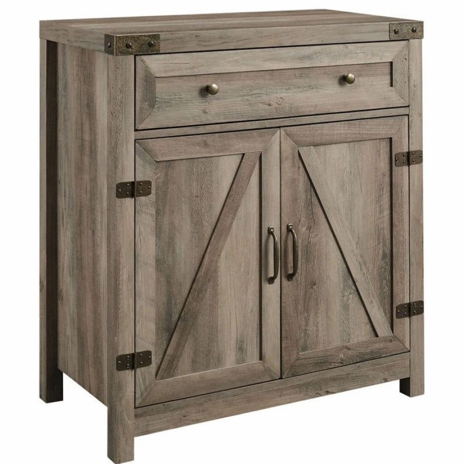 Accent Chests & Cabinets * | Walker Edison 30 Farmhouse Barn Door Accent Cabinet Grey Wash