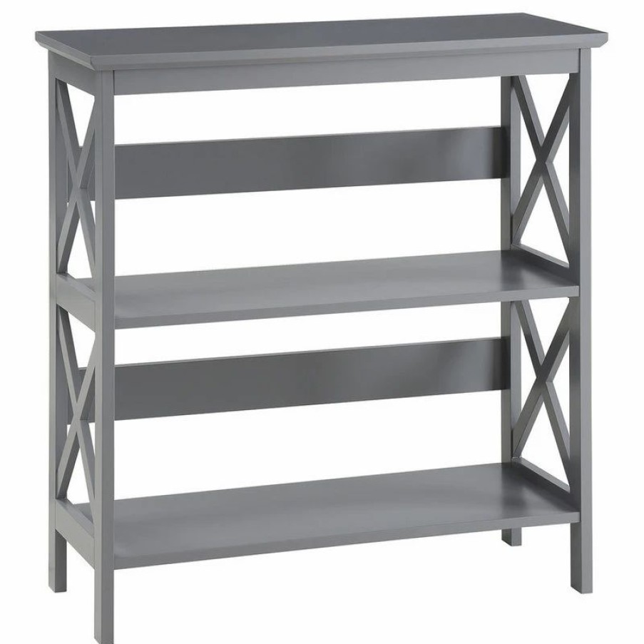 Bookcases * | Convenience Concepts Oxford Three-Tier Bookcase In Gray Wood Finish