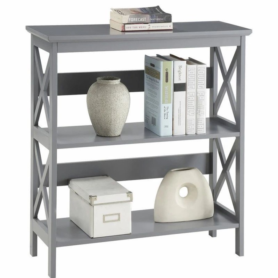 Bookcases * | Convenience Concepts Oxford Three-Tier Bookcase In Gray Wood Finish