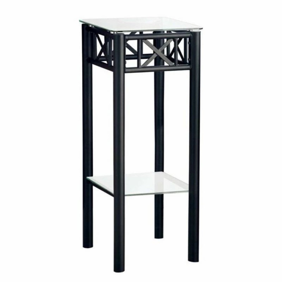 Accent Chests & Cabinets * | Monarch Accent Table Side End Plant Stand Square Living Room Bedroom Metal Black