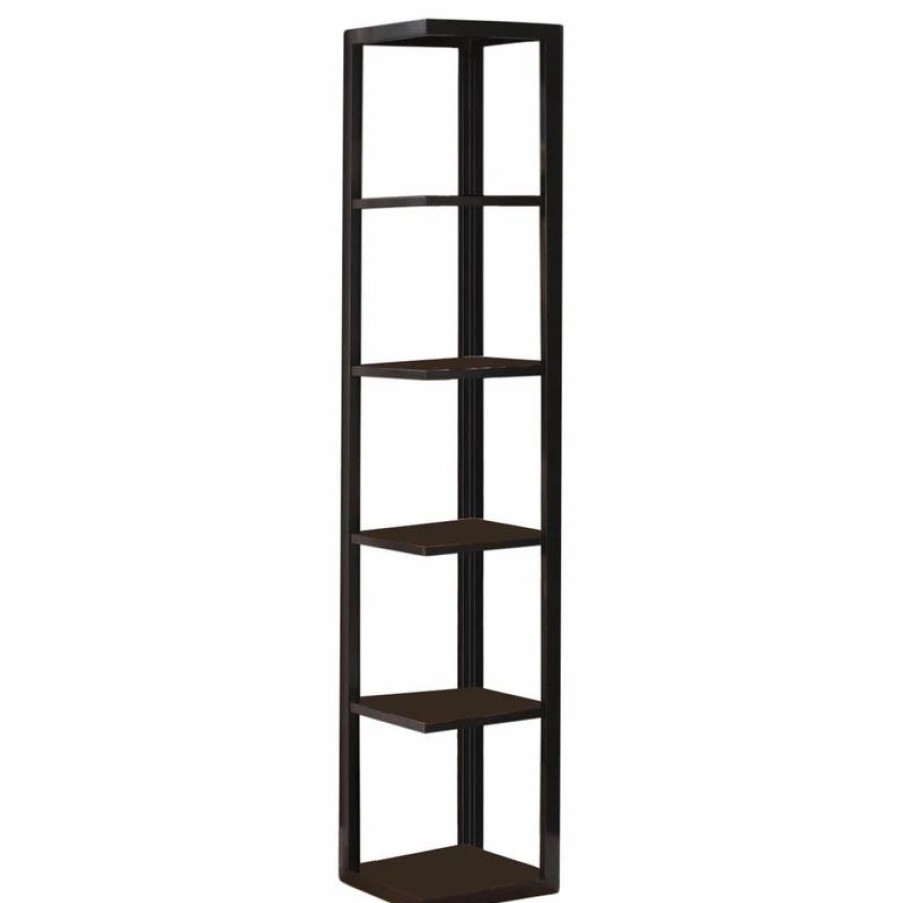 Bookcases * | Pilaster Designs Damian 5-Tier Corner Bookcase, Espresso