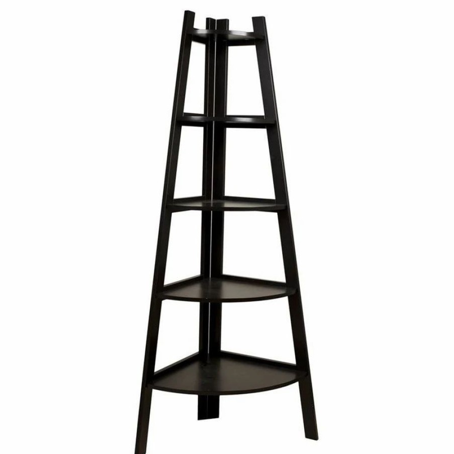 Bookcases * | Danya B 5 Tier Corner Ladder Display Bookshelf, Espresso