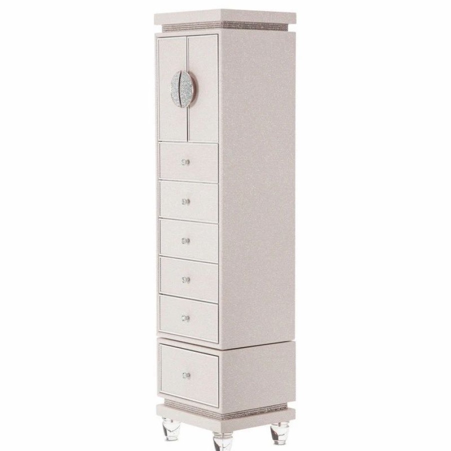 Dressers * | Michael Amini Glimmering Heights Upholstered Swivel Lingerie Chest Ivory