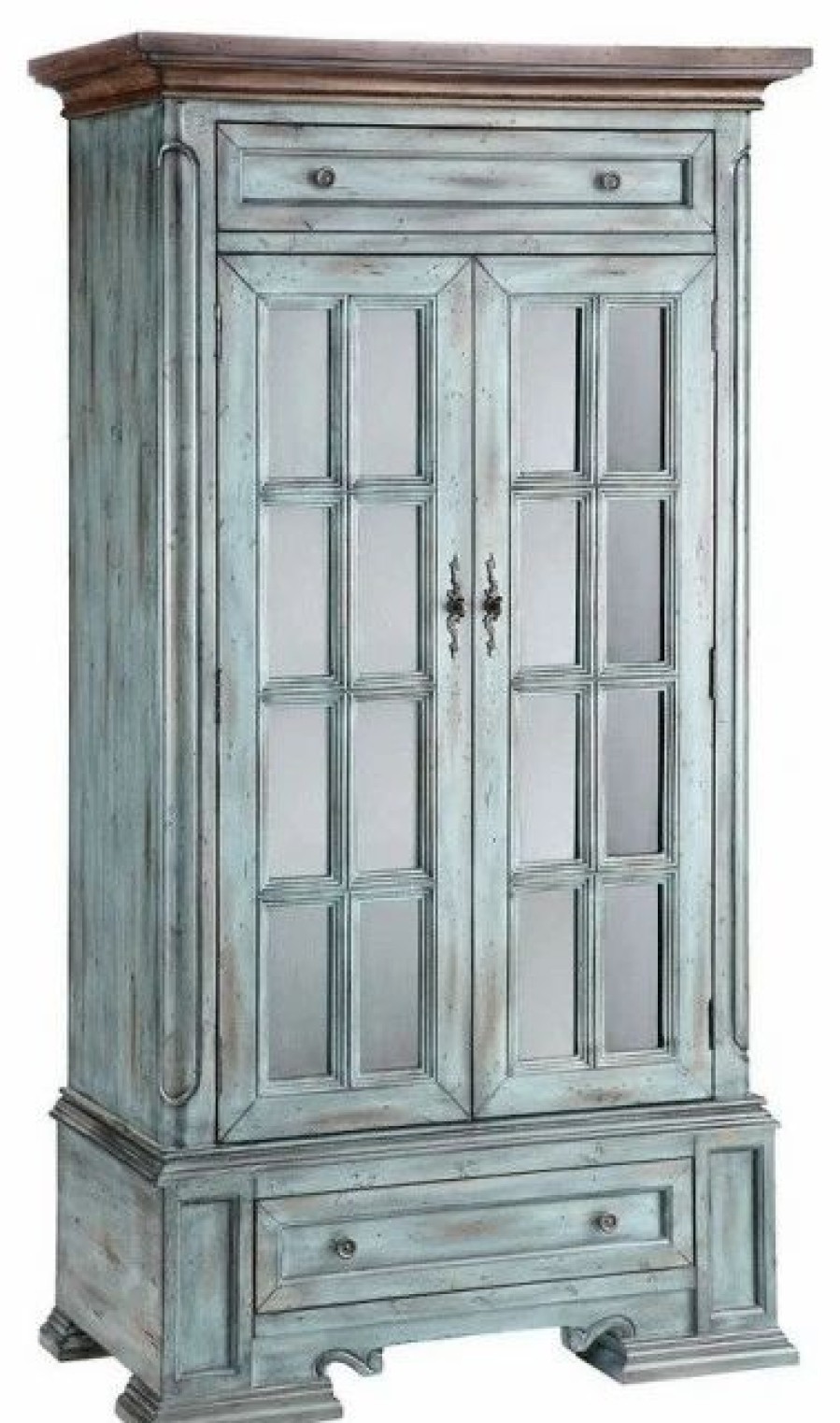 China Cabinets & Hutches * | Bailey Street Home 2-Door 2-Drawer Cabinet 3 Inner Shelves Rustic Blue Two Door Two Cabinet In