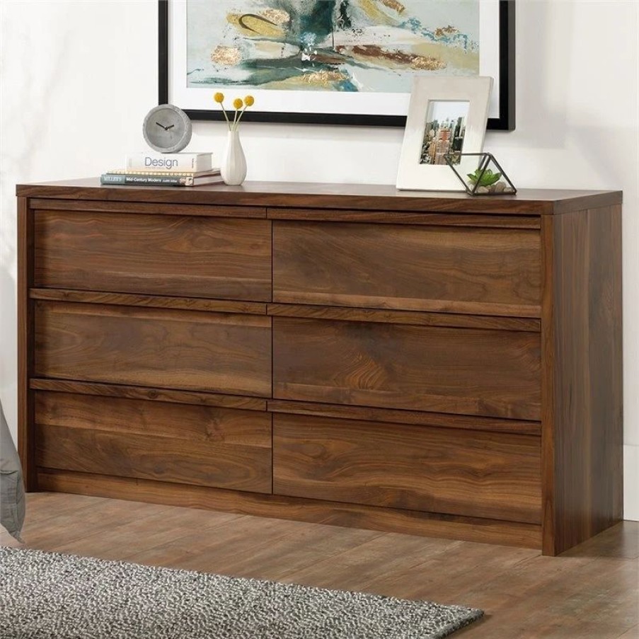 Dressers * | Pemberly Row 6 Drawer Dresser In Grand Walnut