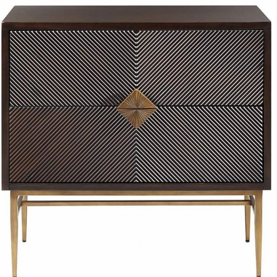 Accent Chests & Cabinets * | Olliix Madison Park Isabel Hand-Carved 2-Drawer Modern Midcentury Chest, Brown