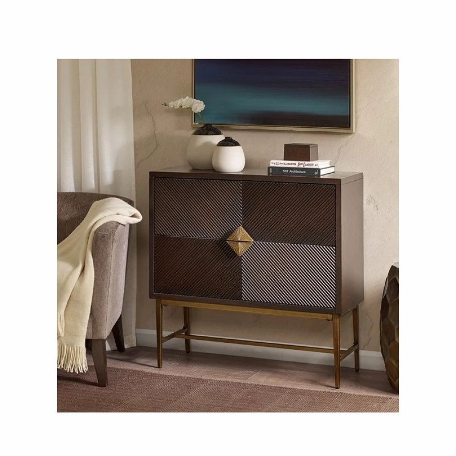 Accent Chests & Cabinets * | Olliix Madison Park Isabel Hand-Carved 2-Drawer Modern Midcentury Chest, Brown