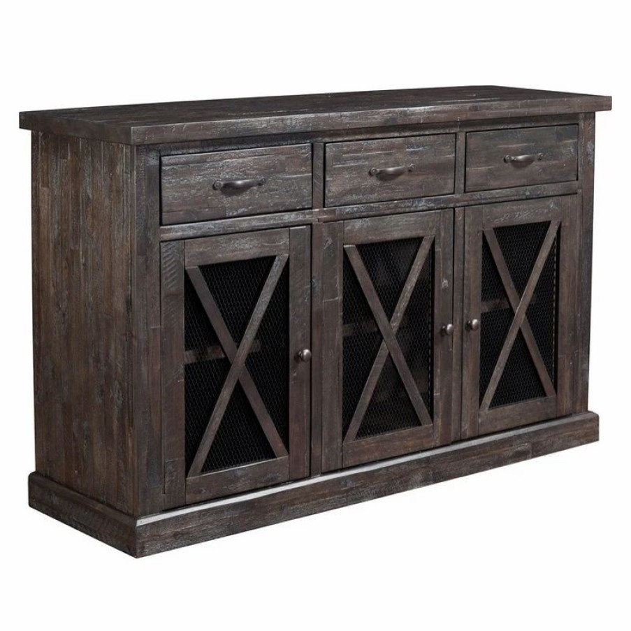 Buffets & Sideboards * | Alpine Furniture, Inc Alpine Furniture Newberry Wood Dining Sideboard In Salvaged Gray